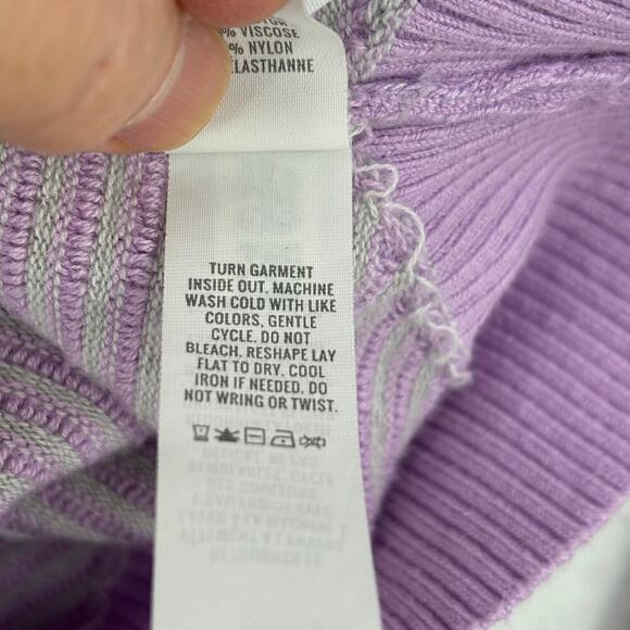 Aerie Offline Ribbed Knit Sweater Size XXS Lavender Quarter Zip Pullover Stretch - Picture 12 of 13